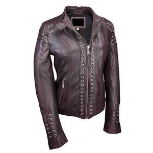 แจ็คเก็ตหนังแท้สไตล์วินเทจสำหรับผู้หญิง สีน้ำตาล  พร้อมโลโก้สั่งทำพิเศษ  ขายดี  เหมาะสำหรับฤดูหนาว  แจ็คเก็ตบอมเบอร์สุดเท่  สตรีทแวร์ - Product Image 5