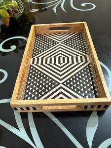 Plateau de service et sous-verres de luxe modernes, écologiques, en résine polie et plaquée, faits à la main, 3 niveaux, lavables au lave-vaisselle, non toxiques, haut de gamme - Product Image 1