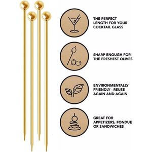 Set di 15 Agitatori per Cocktail in Acciaio Inox Dorato da 4,3 Pollici, Spiedini per Martini in Metallo - Product Image 2