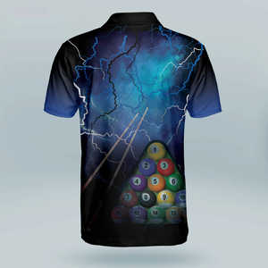 Camisa de Billar para Hombre, 100% Poliéster, Tela de Lona Transpirable, Manga Corta, Diseño Sublimable Personalizable, Secado Rápido, OEM - Product Image 4