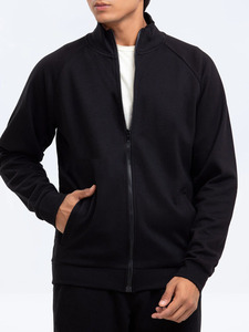 Men's Black Stand Collar <b>Knitted</b> Sweatshirt <b>Set</b> Solid Color Casual Autumn Wear Tracksuit - Product Image 4