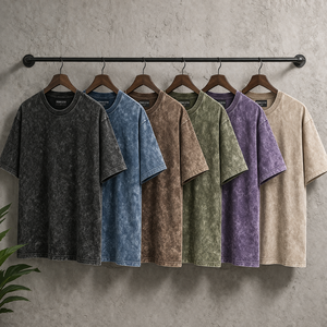 T-shirt Premium en Coton 100% Délavé à l'Acide, Coupe Oversize, Écologique, Respirant, Anti-Plis, Séchage Rapide, Manches Courtes, Coupe Courte - Product Image 3