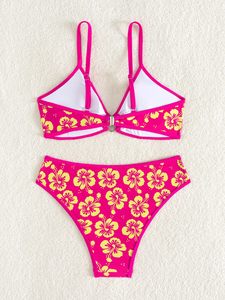 Conjunto de bikini personalizado OEM, traje de baño estampado para mujer, estampado floral brillante, conjunto de bikini de dos piezas para verano y playa para damas. - Product Image 5