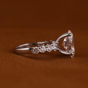 Anillo de Diamante Cultivado en Laboratorio con Corte Ovalado, Oro Blanco Sólido de 14k, Anillo de Novia Personalizado, Proveedor Mayorista de Joyería Fina - Product Image 2