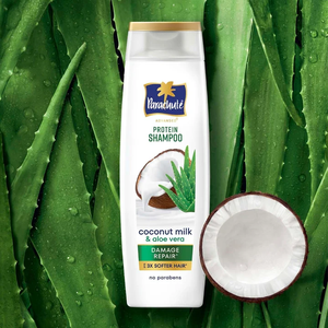 Champú proteico con leche de coco y aloe vera, fórmula enriquecida diseñada para reparar el cabello dañado, para un cabello más suave, sin parabenos, paquete de 340 ml. - Product Image 3