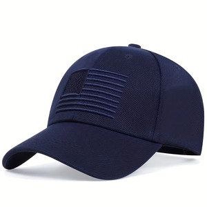 Gorra de Béisbol Color Granate de 6 Paneles con Logotipo Bordado de la Bandera de EE. UU. en la Parte Delantera, Ajustable, Unisex, Tela de Sarga, Estilo Casual - Product Image 2