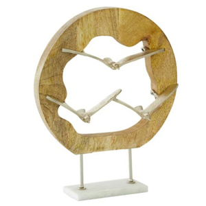 Marble and Wood Material Round Shape Black Finished Sets Of 2 Decorative Sculpture Luxury Table Top Home Accent - Product Image 4