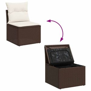 Conjunto de Sofá de Jardín de Ratán PE Marrón con Acero con Recubrimiento en Polvo y Vidrio Templado, Muebles de Exterior Duraderos - Product Image 6