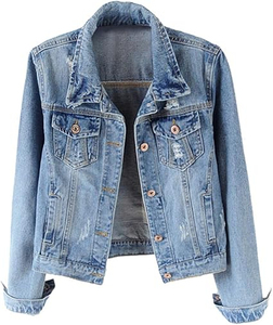 Women's <b>Soft</b> Washed Casual Vintage Denim Jacket Spring Fashion Outerwear - Product Image 4