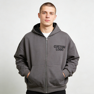 Sweat-shirts tendance pour hommes, gris foncé, en coton, à capuche, avec logo brodé personnalisé, poche surdimensionnée, sweat-shirts décontractés - Product Image 4
