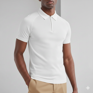 Polo de luxe 100 % coton peigné pour homme, coupe ajustée, couleur unie, piqué premium, idéal pour la broderie - Product Image 3