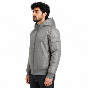 Men's Nylon Hooded Puffer Hoodies Warm Winter <b>Zip</b> <b>Up</b> Outerwear Insulated Bomber Coat With Pocket OEM Custom Men's <b>Jackets</b> USA - Product Image 4