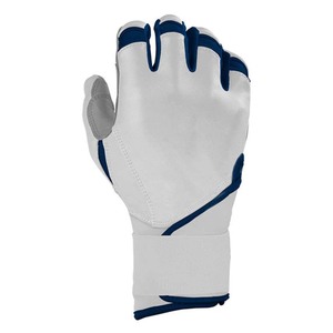 Guantes de bateo blancos con ribete azul, acolchados, de cuero, con cierre de tirar, para entrenamiento, unisex, para adultos - Product Image 3
