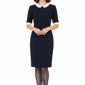 ชุดเดรสโปโลผู้หญิงทันสมัย - แต่งแถบลายตัดกันเก๋ไก๋ - ชุดเดรสสปอร์ตผ้าฝ้ายปิเก้แขนสั้นพร้อมโลโก้สั่งทำ - Product Image 4