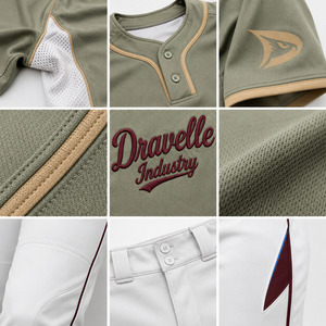 OEM Custom Sage Green Men's 2-Button Softball Baseball Jersey White Pants Set Low MOQ Private <b>Label</b> Team Uniform - Product Image 6
