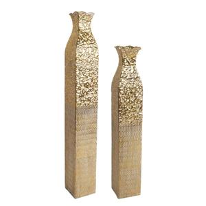 Pots à fleurs de luxe pour plantes artificielles, couleur or, design moderne fait main, vases en métal, lot de 2, décoration pour mariage et événements - Product Image 4