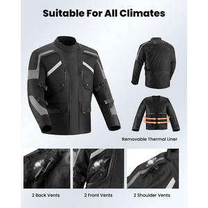 Veste de moto imperméable pour homme avec protections CE en gel de silice, équipement de cyclisme, veste de motocross pour motard - Product Image 4