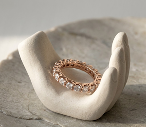 Bague empilable plaquée or 18K 14K avec diamants de laboratoire, pavé de diamants de laboratoire taille brillant rond, alliance éternité et bague de fiançailles en diamants CVD - Product Image 1