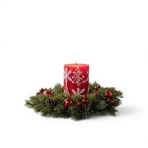 Elegante vela de parafina roja para Navidad (7,6 x 7,6 cm) para pedidos al por mayor, ecológica, añade un cálido brillo festivo a la decoración de tu hogar. - Product Image 1