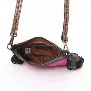 Bolso de Mano de Cuero Rosa con Diseño de Piel de Vaca, Mini Bolso Cruzado para Mujer - Product Image 2