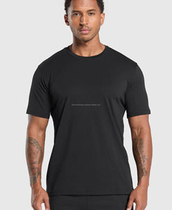 T-shirt de compression léger pour homme, confortable et respirant, 100 % coton, col rond, manches courtes, séchage rapide, lettrage tissé - Product Image 1