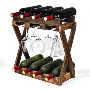 Estante para 8 Botellas de Vino de Madera de Acacia con Soporte para Copas - Almacenamiento de Madera al por Mayor - Product Image 4