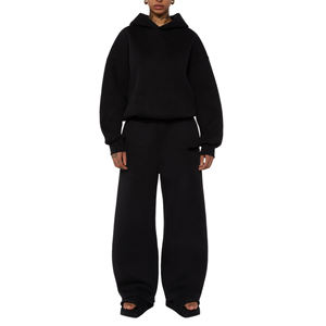 Conjunto de Sudadera con Capucha y Pantalones de Chándal de Algodón con Lavado Ácido, Estampado por Transferencia Térmica y Pedrería, Tallas Grandes, Estilo Urbano, de Alta Calidad, Personalizado, para Invierno, con Cremallera - Product Image 2