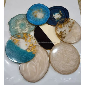 : ที่รองแก้วเรซิน Geode ทำด้วยมือแผ่นรองเครื่องดื่มลายอีพ็อกซี่สำหรับตกแต่งโต๊ะรับประทานอาหารในบ้านสำนักงานขายส่งจำนวนมาก - Product Image 1