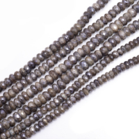 Perles de pierre de lune grise naturelle facettées en forme de rondelle de 16 pouces, 4x4 MM, faites à la main, évaluation tierce, non traitées