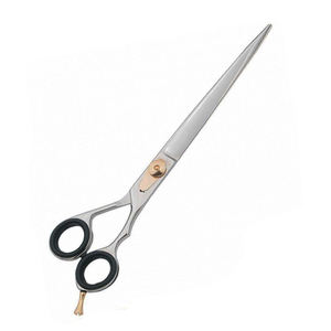 Ciseaux de toilettage pour animaux de compagnie réglables à vis, à long manche avec repose-doigts, en acier inoxydable, pour la coupe de poils de chiens et de chats, outil de coiffure - Product Image 1