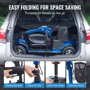 Scooter Eléctrico Plegable de Alta Resistencia con 4 Ruedas para Adultos y Personas Mayores, Alcance de 12 Millas, Scooter de Aluminio para Discapacitados - Product Image 3