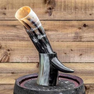 Corne de buffle sculptée à la main avec un motif de nœuds, forme naturelle, objet d'art de collection, décoration - Product Image 5