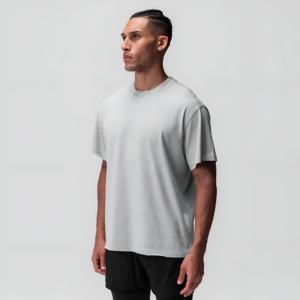 Camiseta Oversize Gris Claro para Hombre, Estilo Casual, Algodón, Streetwear, Corte Holgado, Manga Corta, Verano, Básica, con Logotipo Personalizado, Venta al Por Mayor - Product Image 1