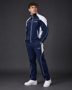 Ensemble de survêtement décontracté pour homme F2WIN, fermeture éclair intégrale, style sportif, jogging, noir, nylon/coton, pour l'été, poches latérales solides, coupe classique - Product Image 5