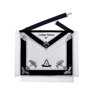 Delantal Masónico Premium de la Logia Azul con Flecos de Hilo Blanco, Diseño Personalizado, Nombre de la Logia Personalizado con Bordado Personalizado de las Logias Masónicas - Product Image 1