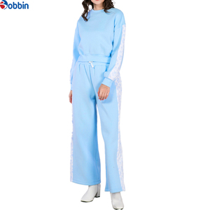 Women Pink <b>Tracksuit</b> Set Casual Full Sleeve Crew Neck Solid Color Loose Fit With Side Pockets Drawstring Pants Spring Wear - Product Image 3