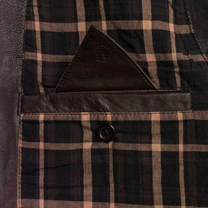 Chaleco de Cuero para Motocicleta, Clásico, de Lana, Casual, de Invierno, para Hombre, Chaleco de Motociclista Genuino, Transpirable, con Botones Cubiertos, Cuello en V - Product Image 5