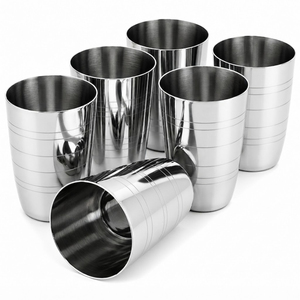 Gobelet empilable en acier inoxydable de qualité alimentaire, épais, à rayures horizontales gravées au laser, résistant à la rouille, pour boissons - Product Image 5