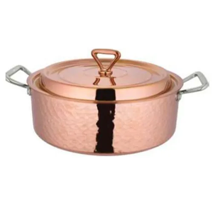 Bol en cuivre pur poli avec poignée et couvercles, idéal pour servir à la maison, ustensile de cuisine en métal pour la cuisine - Product Image 6