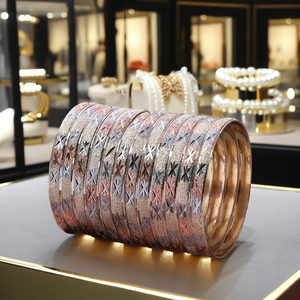 ชุดกำไลข้อมือชุบทอง 3 สี ขายส่ง, กำไลทองเหลือง 3 สี, กำไลแฟชั่นชุบทอง 3 สี, กำไลชุบทองสามสี - Product Image 4