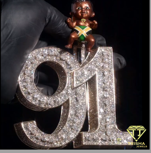 จี้เพชรโมอิสซาไนต์เกรดพรีเมียม VVS ประดับเพชร "91" พร้อมสร้อยคิวบาลิงค์เงินแท้ 925 สไตล์ฮิปฮอปสำหรับผู้ชาย สามารถปรับแต่งได้ - Product Image 3