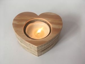 Wooden Heart Shape Candle Holder Set For Valentine's Day Home Decoration - Product Image 4