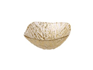 Bol en verre fait main avec finition dorée, design glamour pour servir les aliments, décoration intérieure - Product Image 1