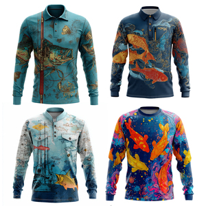 Camisetas de Pesca Sublimadas de Alta Calidad para Hombre, Camisetas con Botones, Ropa de Pesca Estampada, Camisetas de Pesca de Manga Larga - Product Image 1