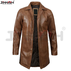 Abrigo Clásico de Cuero Genuino para Hombre con Cuello Alto, Logotipo y Colores Personalizables, Abrigo Impermeable de Invierno, Compre un Nuevo Diseño en Cuero - Product Image 3