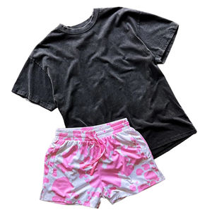 Ensemble 2 pièces décontracté pour homme, t-shirts et shorts délavés à l'acide, 100 % coton, séchage rapide, collection automne 2026 - Product Image 1