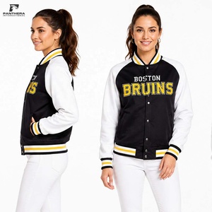 Veste de baseball vintage noire et blanche OEM de haute qualité en satin avec broderie personnalisée du logo de l'équipe - Product Image 1