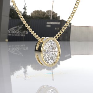 Georgian Cut Moissanite 14K <b>Solid</b> <b>Gold</b> IGI Certified Rhodium Plated Luxury <b>Pendant</b> Necklace for Women - Product Image 6