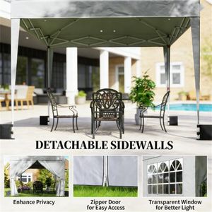 Tenda Parasole Portatile Grigio Chiaro, Gazebo Pratico per Esterni, Riparo dal Sole - Product Image 3