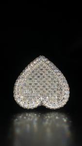 Anillo de lujo con moissanita en forma de corazón, diseño pavé completo con piedras brillantes, joyería llamativa, elegante y atrevida. - Product Image 6